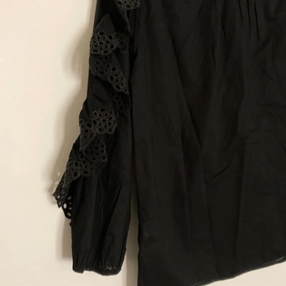 J. Crew Floral Embroidered Eyelet Ruffle Sleeve 100% Cotton Whimsigoth Blouse